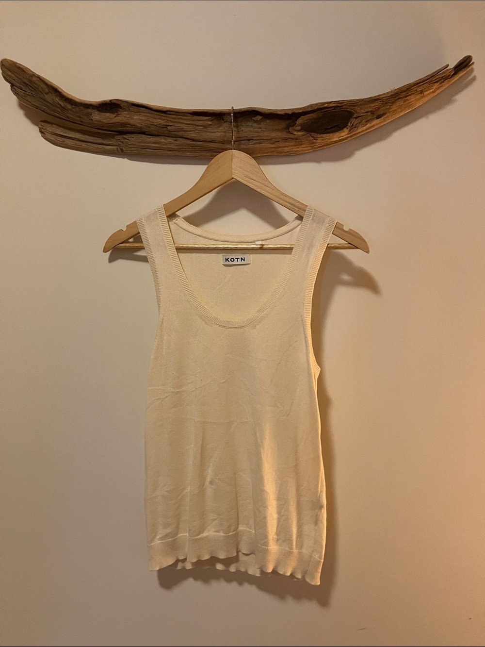 KOTN Lightweight Cream Ribbed Tank